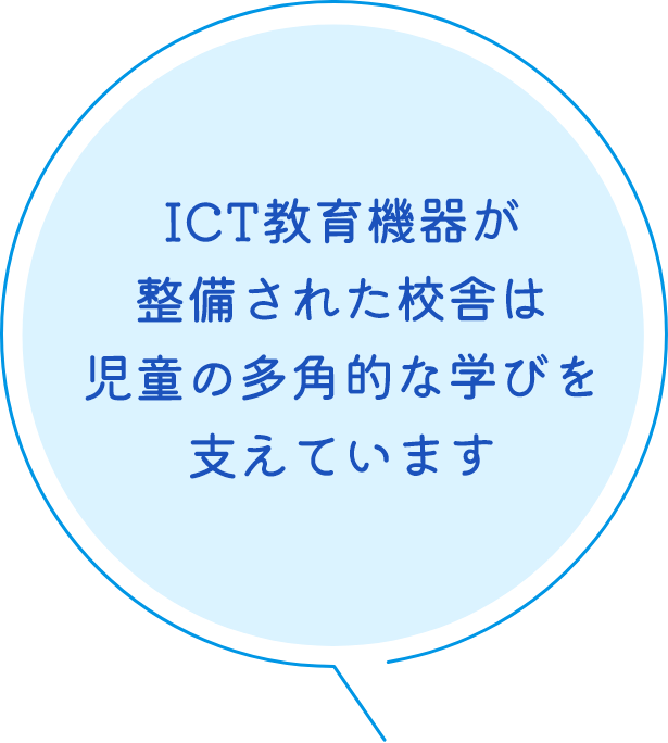 ICT教育機器が整備された校舎は児童の多角的な学びを支えています